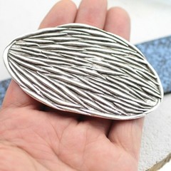 Antique Silver Organic Scratch Textured Oval Belt Buckle Finish Decor