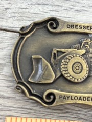 Vintage Spec Cast Dresser Payloaders Belt Buckle Men Brass Tone 1980s broken peg