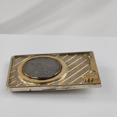 Vtg Belt Buckle Liberty Centennial Coin 1886-1986 Leslie Mfg 1985 Metal USA