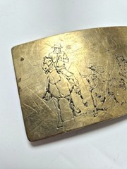 Western Country Cowboy Belt Buckle, Solid Brass, Ampersand Kalamazoo, USA