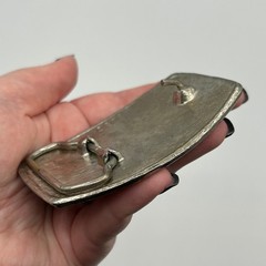 Vintage 80s Aerosmith Prism Brass Band Belt Buckle Holographic Fleur De Lis Rock
