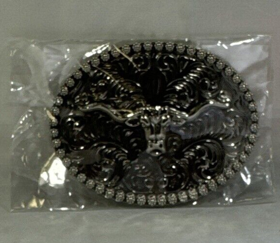 SILVER (IN COLOR) BULL SKULL WESTERN RODEO Metal Belt Buckle 3 1/8 inch
