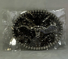 SILVER (IN COLOR) BULL SKULL WESTERN RODEO Metal Belt Buckle 3 1/8 inch