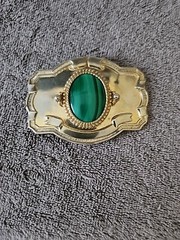 Western Belt Buckle for Men Gold Tone with Oval Stone Insert