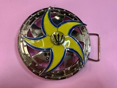 Spinning Arrow Yellow Star Circle Neptune Symbol Round Spinner Large Belt Buckle