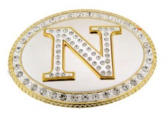 Western Initial Belt Buckle New Men Women A-Z Letter Cowboy Cowgirl Bling Gold