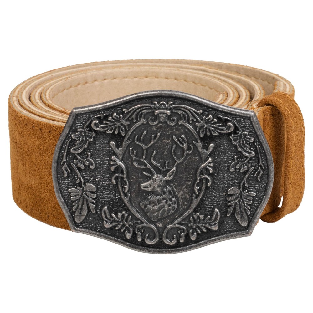 BAVARIA TRACHTEN Lederhosen Belt for Men Genuine Suede Large, Light Brown