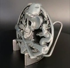 New Cowboy skull outlaw western Oval Silver Black Belt Buckle
