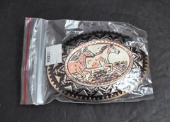 NWOT Running Horses Belt Buckle Silver Tone Oxidation Design About 3 5/8&Prime; G6