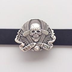 Vintage Silver Plated Biker Rider Skull Belt Buckle Boucle de ceinture
