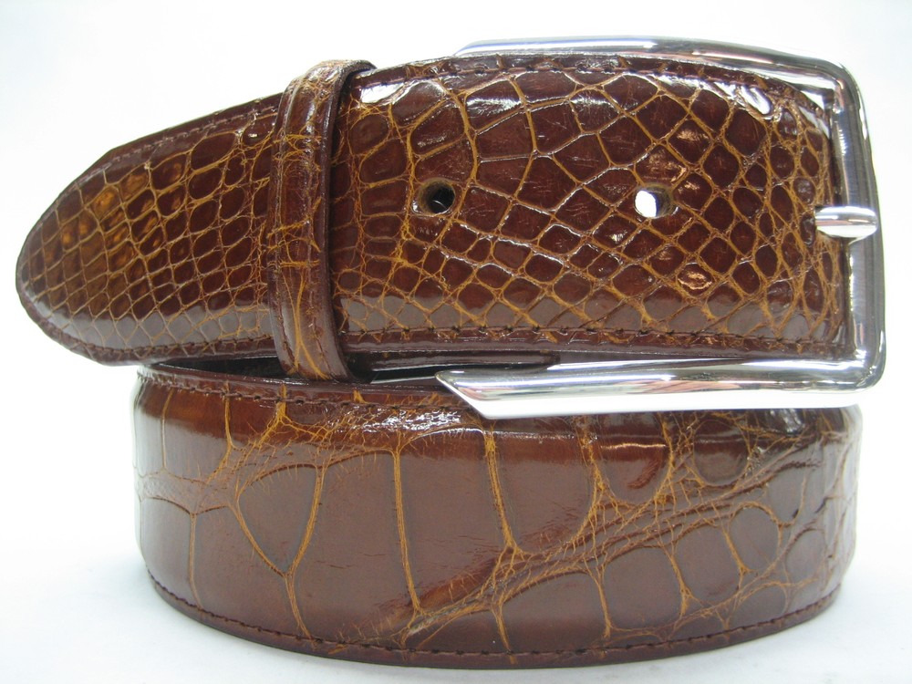 Sterling 925 buckle 1.5&Prime; Genuine Alligator belt sizes 32 to 44 SHANTPETER U.S.A.