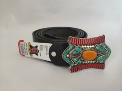 Tibetan Silver Belt Buckle Leather waist trap Turquoise Coral Clasp, BB8