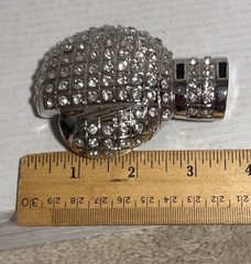 Boxing Glove Belt Buckle Silver Rhinestone Bling Ringside Men & Women 3.5 x 2.5&Prime;