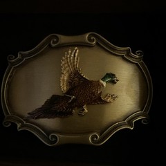 RainTree Made in USA Pheasant Hunting Belt Buckle Western Metal, Fits 2&Prime; Belt
