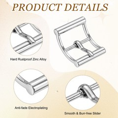 4Pcs Single Prong Belt Buckle 1&Prime; ID Curved Bow Buckle for Shoes, Silver
