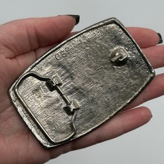 Vintage 80s Aerosmith Prism Brass Band Belt Buckle Holographic Fleur De Lis Rock