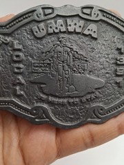 Vtg. Uniq Hit Line USA Local 1931 UMWA Is Here To Stay Belt Buckle.