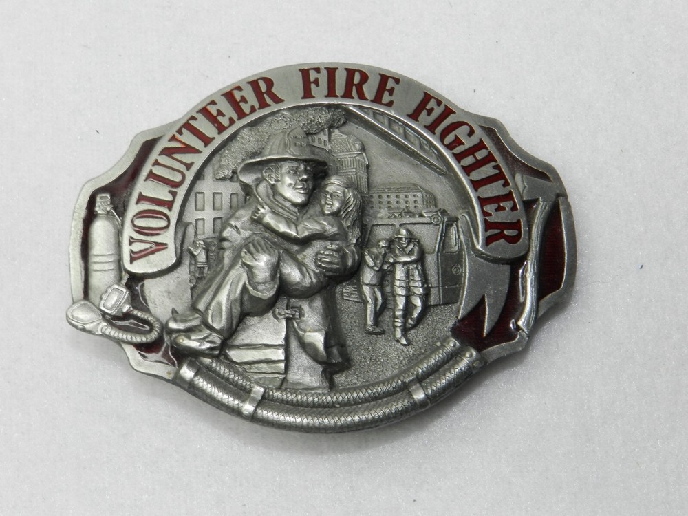 Vintage 1990 Volunteer Firefighter Metal Belt Buckle – Arroyo Grande Buckle Co.