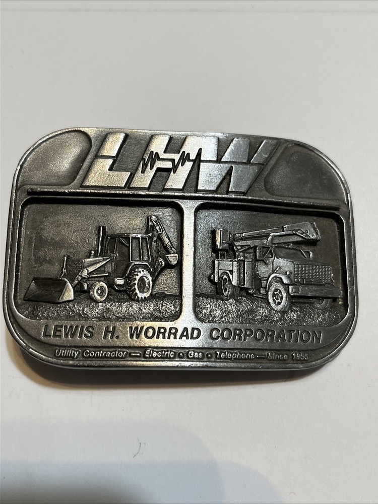 Vintage Lewis H Worrad Co. 33 Years Of Service Belt Buckle Gas Elec Telephone