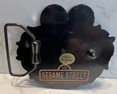 Vintage Blue Sesame Street Cookie Monster Buckle 2009 3&Prime;x3-1/2&Prime; Mirror Mouth