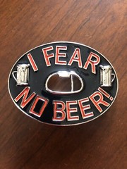 I Fear No Beer Funny Alcohol Joke With Bottle Opener Unisex Men’s Belt Buckle