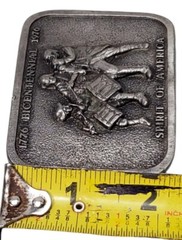 VINTAGE BICENTENNIAL 1776-1976 SPIRIT OF AMERICA METAL BELT BUCKLE