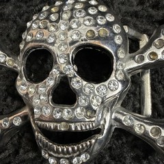 Skull And Crossbones Rhinestone Belt Buckle – See Description