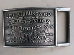 Vintage Levi Strauss & Co Belt Buckle Original Riveted Clothing Gunmetal USA