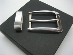 Sterling silver 925 two piece buckle set and Genuine Lizard 30 mm belt U.S.A..
