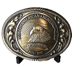 North American Hunting Club Member Belt Buckle 1978-1998 20th Anniversary Brass