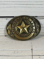 VTG Tony Lama Texas State Series Belt Buckle Solid Brass Lone Star State SEAL