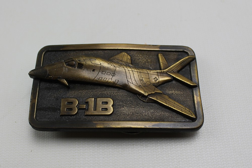 Brass B-1B Bomber USAF Rockwell International Belt Buckle