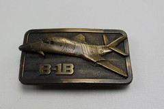Brass B-1B Bomber USAF Rockwell International Belt Buckle