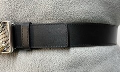 Patriotic Buckle & Black Bonded Leather Belt Sz 44 God Bless America Eagle Flag