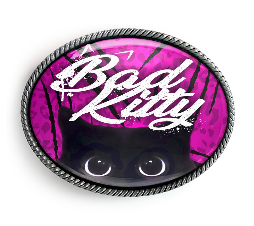 Bad Kitty Belt Buckle – Black Cat Animal Lover Belt Buckle – 105-B5