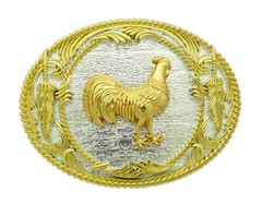 Roosters Western Cowboy Rodeo Belt Buckle Men Women Gold Silver Metal Cowgirl