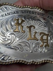 vintage STERLING SILVER belt buckle WESTERN trophy KLA kansas livestsock RODEO