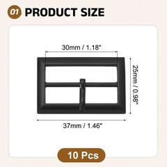 10Pcs Belt Buckle, 1.18&Prime; Single Prong Rectangle Buckles, Matte Black