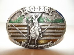 Vintage 1970s Arroyo Grande Belt Buckle Pewter Rodeo Americas 1 Sport