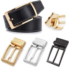 1pc Reversible Belt Buckle Replacement Pin Buckle Rectangular Silver Black Gold