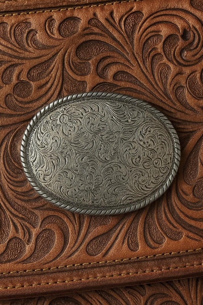 Oval Western Rope Belt Buckle Silver Metal Snap On Cowboy Rodeo Style Gift Tool