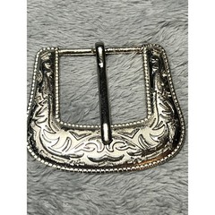 Vintage Western Silver Tone Belt Buckle Floral Engraved 3in Cowboy Style