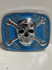 – Belt Buckle Skull And Cross Bones Pirate Horror Spooky Biker