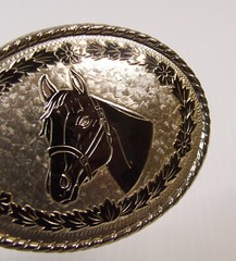 Bridled Horse Head Equestrian Oval Belt Buckle Made in USA