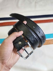 3.8CM Black 100% Genuine Body Ostrich Leather Skin Mens Belt Buckle- Handmade