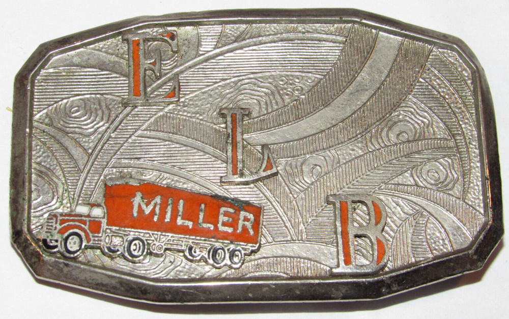 VTG &lsquo;HOOK FAST&rsquo; TRUCKING COMPANY/TRUCKERS BELT BUCKLE! MILLER TRUCK! 1920s PAT #