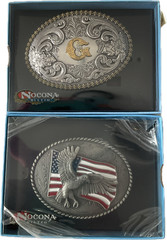 Nocona Belt Company Western Belt Buckles Mens Silver 2 Buckles G Initial