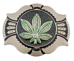 Reggae Rasta Belt Buckle New Men Women Silver Metal Fashion Green Leaves Style