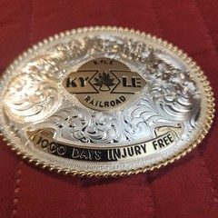 Rare Montana Silversmiths Kyle Railroad 1000 Days Injury Free Belt Buckle