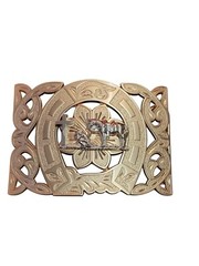 Horse Shoe/Christian Cowboy Belt Buckle For Man 4 1/4&Prime;x3 1/8&Prime; Copper Tone/Silver
